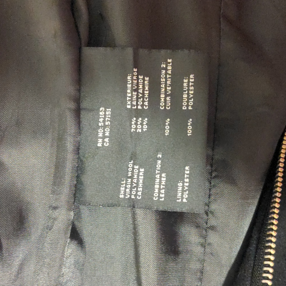 Andrew Marc Black Virgin Wool Cashmere Blend Leather Effect 10 - Picture 8 of 13